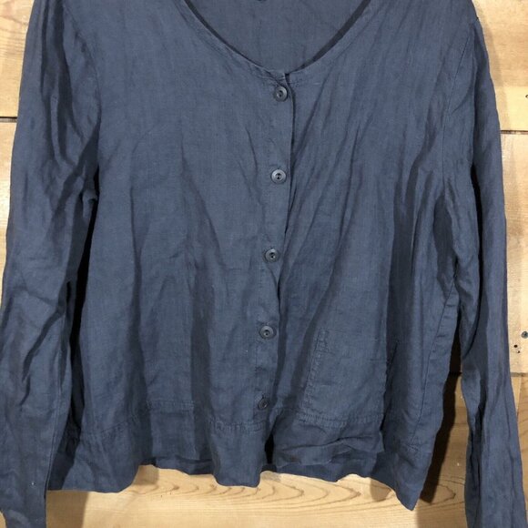 FLAX Lot Of 2 Button Up 100% Linen Casual Shirt Womens Size Medium Comfort - Picture 4 of 11